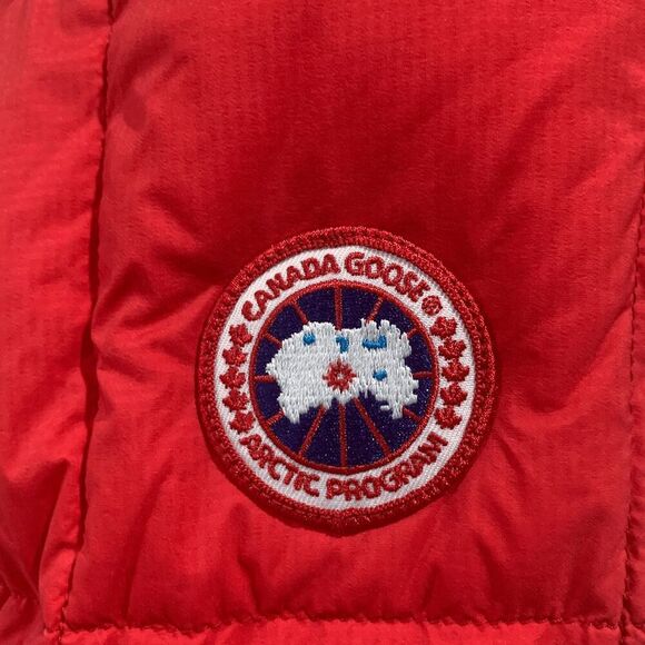 Canada Goose Allston Red Packable Hooded Puffer Jacket XS Mid Length Coat - Picture 10 of 13